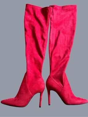 Jessica Simpson Women's Livelle Pointed Toe Over Knee Boots  Richest Red 6.5